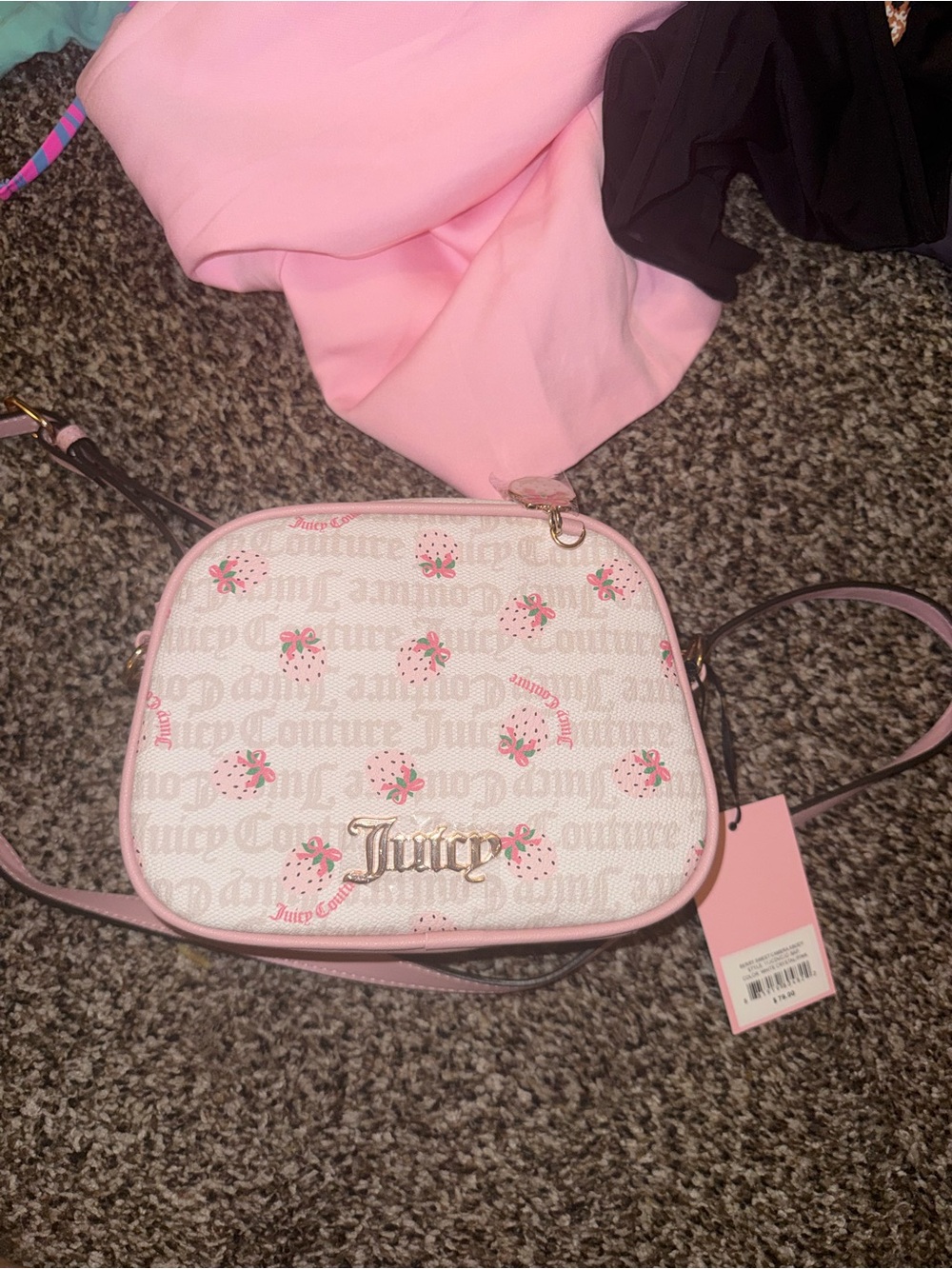 Juicy Couture Pink Strawberry Print Crossbody Bag